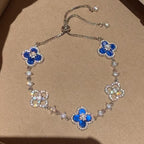 [sparkle Jewelry ]CLOVER 5 MOTIF PINK BLUE RED WHITE BRACELET