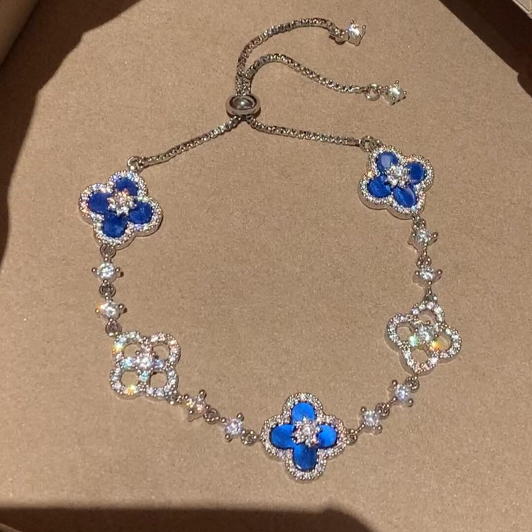 [sparkle Jewelry ]CLOVER 5 MOTIF PINK BLUE RED WHITE BRACELET