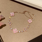 [sparkle Jewelry ]CLOVER 5 MOTIF PINK BLUE RED WHITE BRACELET