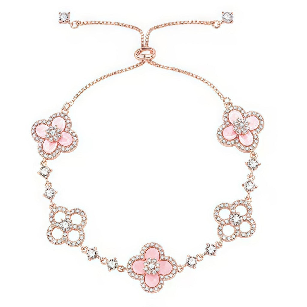 [sparkle Jewelry ]CLOVER 5 MOTIF PINK BLUE RED WHITE BRACELET