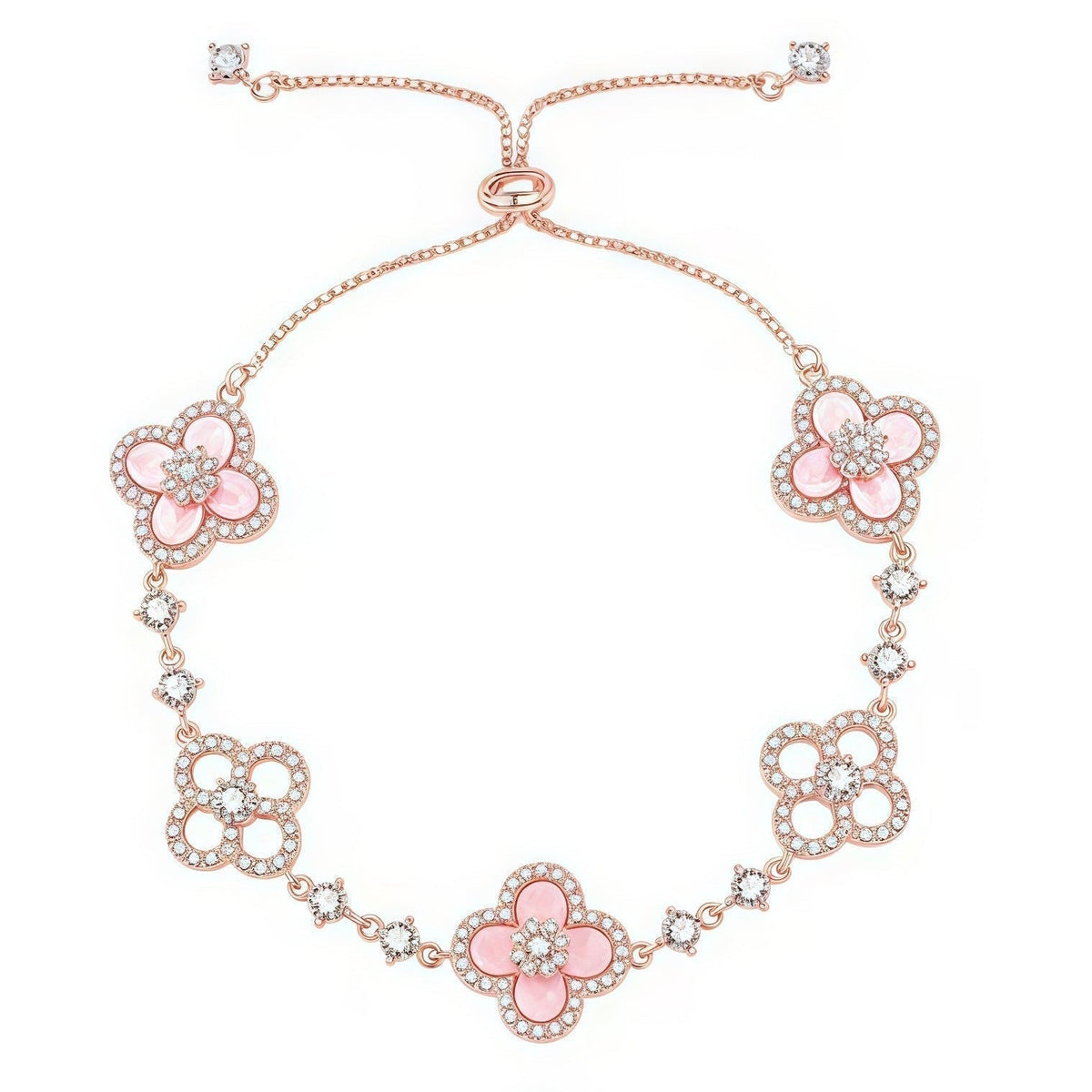 [sparkle Jewelry ]CLOVER 5 MOTIF PINK BLUE RED WHITE BRACELET