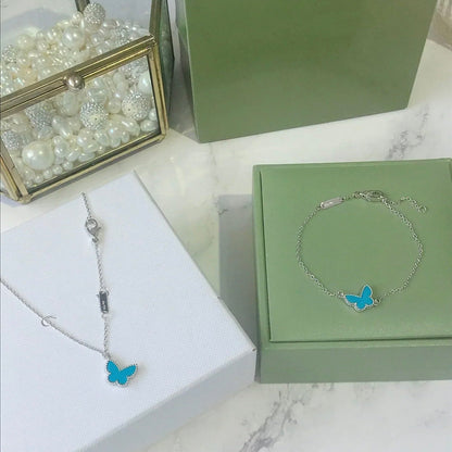 [sparkle Jewelry ]BUTTERFLY TURQUOISE BUTTERFLY BRACELET SILVER
