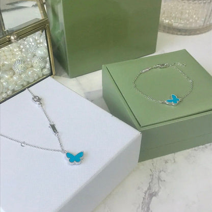 [sparkle Jewelry ]BUTTERFLY TURQUOISE BUTTERFLY BRACELET SILVER