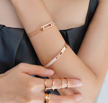 [sparkle Jewelry]Move Noa Rose Gold Pavé Diamond Bangle Bracelet
