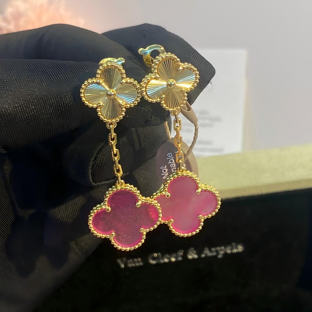 [sparkle Jewelry]NEW sparkle 2 MOTIF PINK ENAMEL EARRINGS