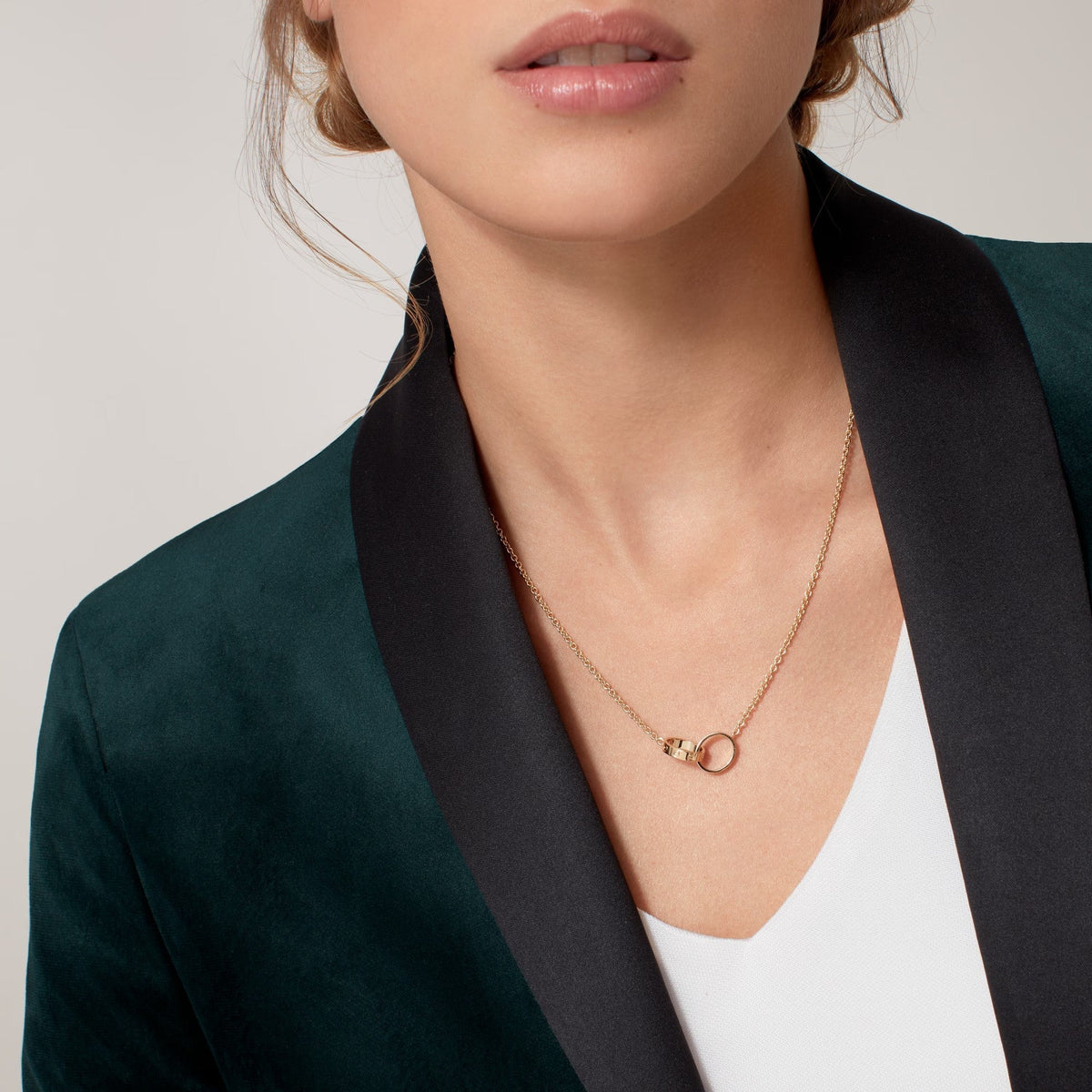 [sparkle Jewelery]LOVE DOUBLE RING NECKLACE