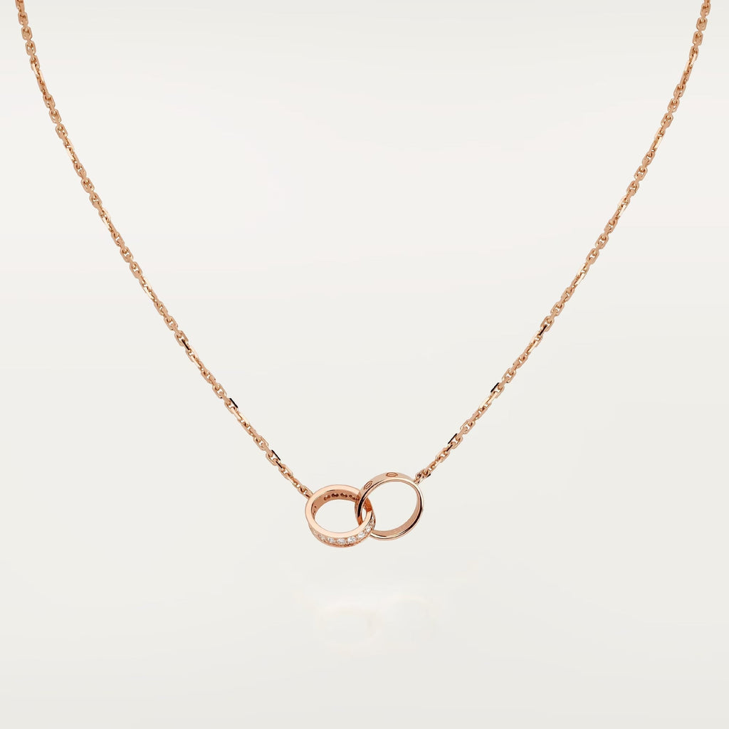 [sparkle Jewelery]LOVE DOUBLE RING HALF DIAMOND NECKLACE