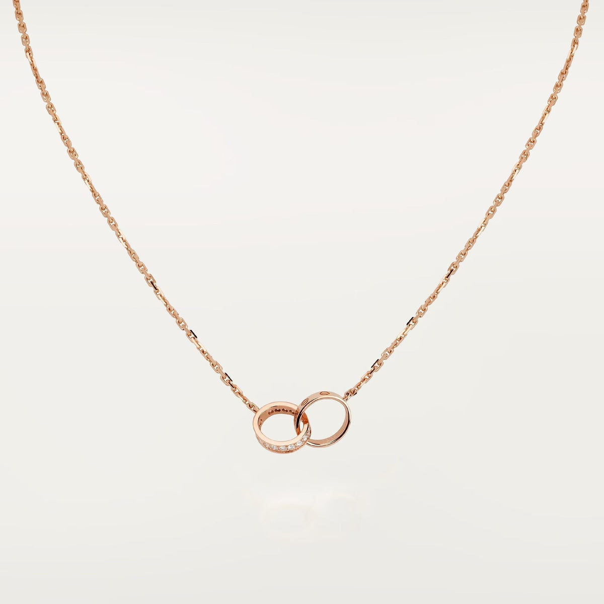 [sparkle Jewelery]LOVE DOUBLE RING HALF DIAMOND NECKLACE