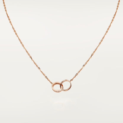 [sparkle Jewelery]LOVE DOUBLE RING HALF DIAMOND NECKLACE