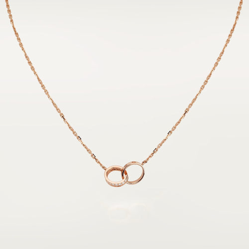 [sparkle Jewelery]LOVE DOUBLE RING HALF DIAMOND NECKLACE