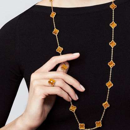 [sparkle Jewelry ]CLOVER 20 MOTIFS TIGER EYE ROSE GOLD