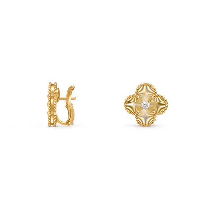 [Sparkle]15MM KLEEBLATT-OHRSTECKER DIAMANT-GOLD-KOLLEKTION