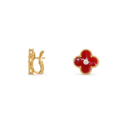 [Sparkle]15MM KLEEBLATT-OHRSTECKER DIAMANT-GOLD-KOLLEKTION