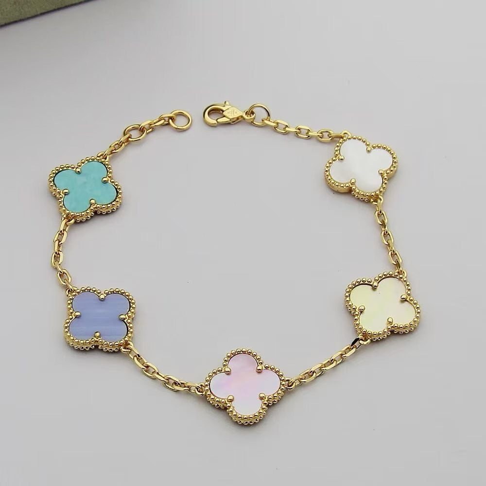 [sparkle Jewellery]Four‑Leaf Clover Summer Colorful Dopamine Bracelet