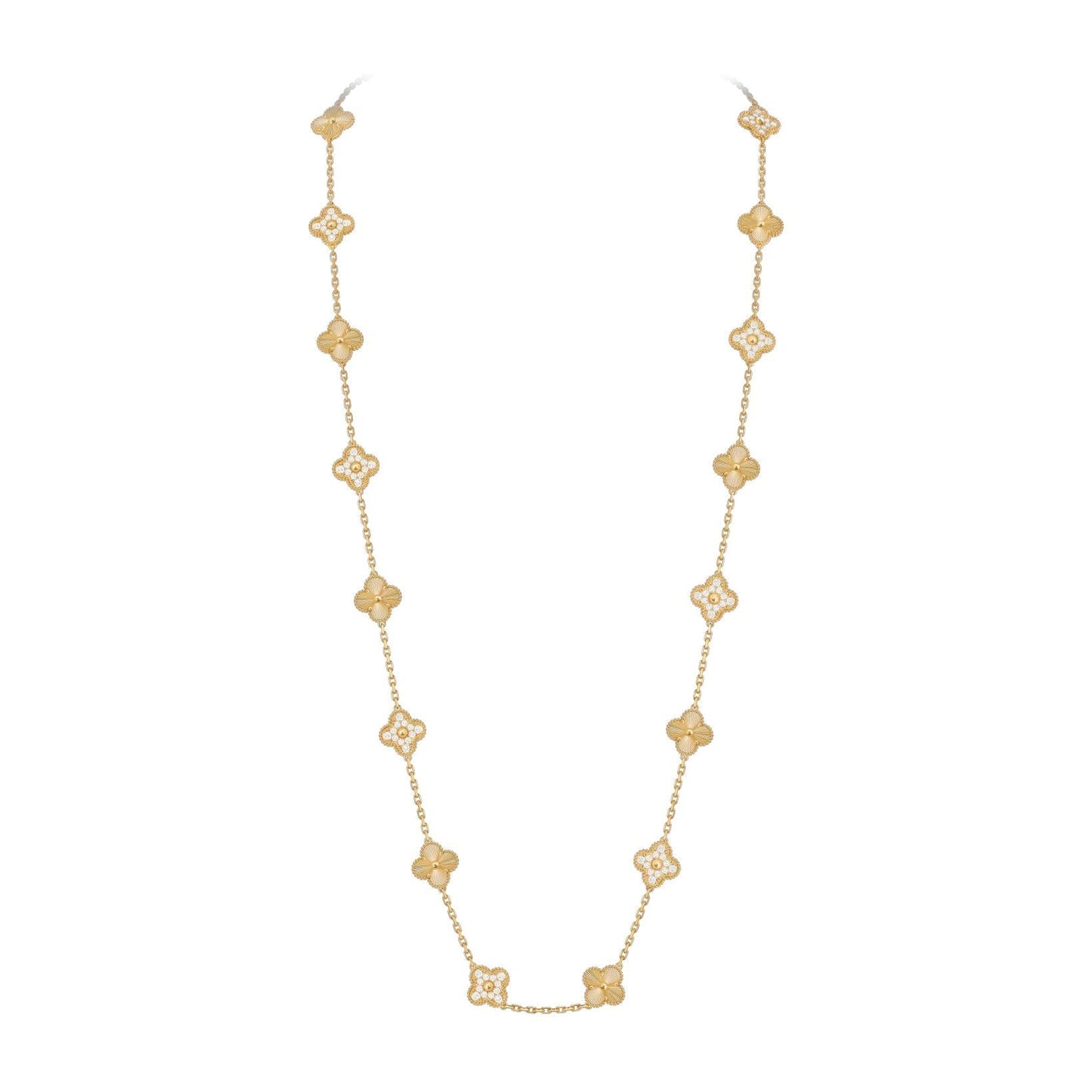 [Sparkle]CLASSIC 20-MOTIF LUCKY CLOVER LONG NECKLACE GOLD COLLECTION