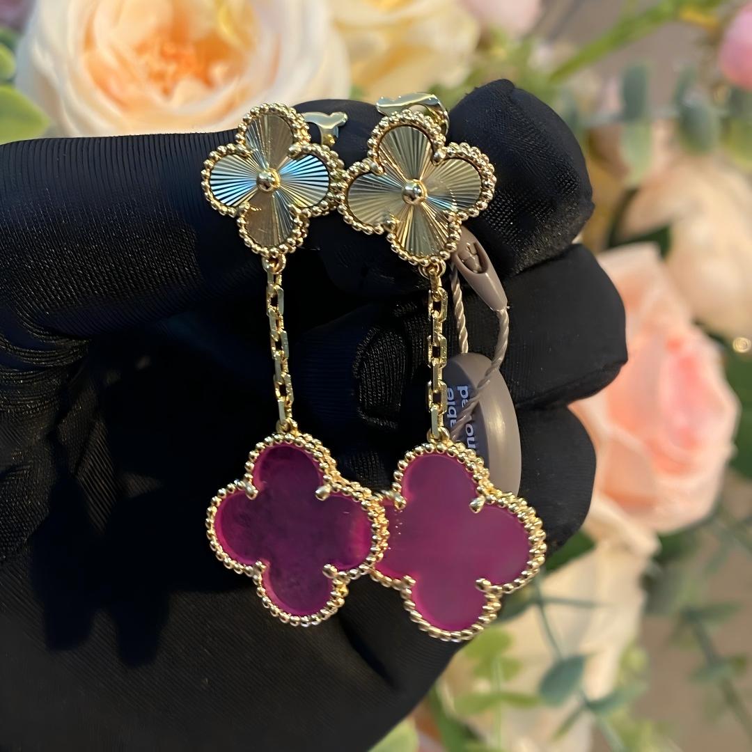 [sparkle Jewelry]NEW sparkle 2 MOTIF PINK ENAMEL EARRINGS