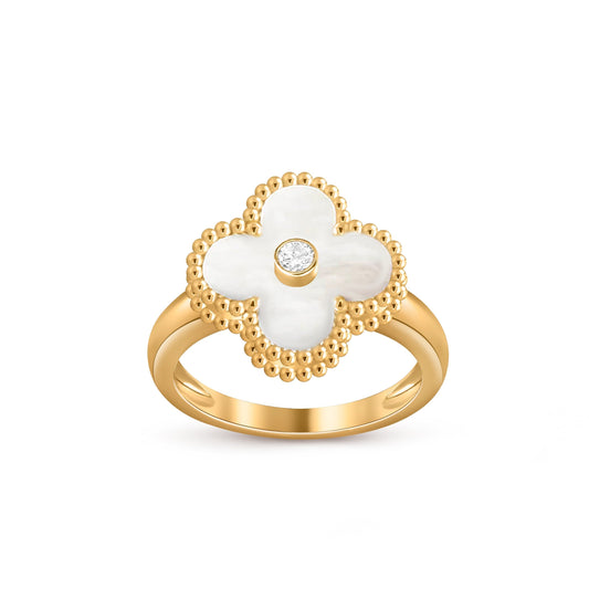 [Sparkle]Glücksklee Diamant-Akzent Goldring Kollektion