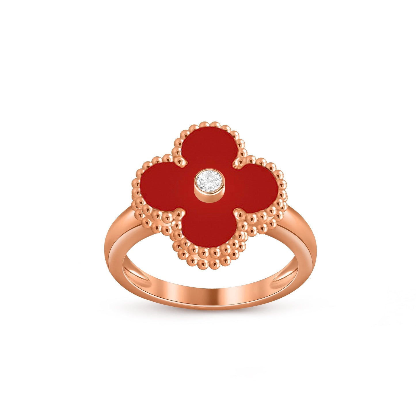 [Sparkle]ラッキー クローバー ダイヤモンドアクセント ローズゴールド リング コレクション