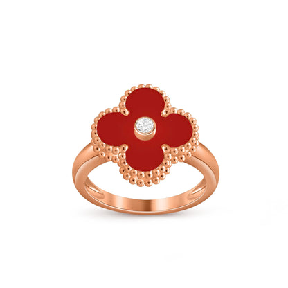 [Sparkle]ラッキー クローバー ダイヤモンドアクセント ローズゴールド リング コレクション