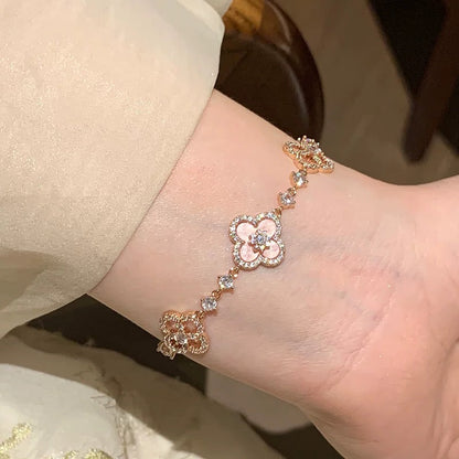 [sparkle Jewelry ]CLOVER 5 MOTIF PINK BLUE RED WHITE BRACELET