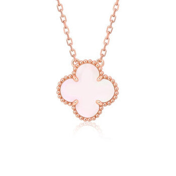 [sparkle Jewelry ]CLOVER 15MM PINK MOTHER-OF-PEARL SINGLE FLOWER NECKLACE