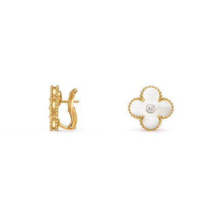 [Sparkle]15MM KLEEBLATT-OHRSTECKER DIAMANT-GOLD-KOLLEKTION