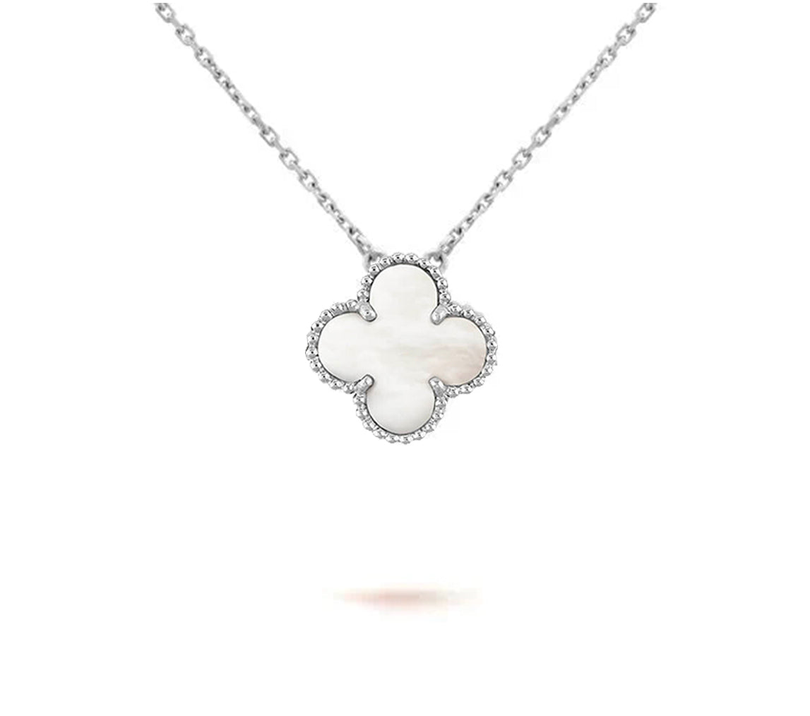 [Sparkle]15MM KLEEBLATT ANHÄNGER HALSKETTE WEISSGOLD KOLLEKTION