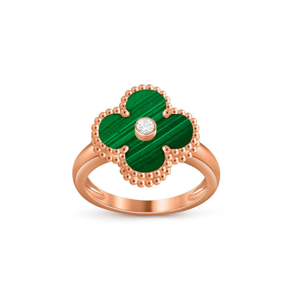 [Sparkle]ラッキー クローバー ダイヤモンドアクセント ローズゴールド リング コレクション