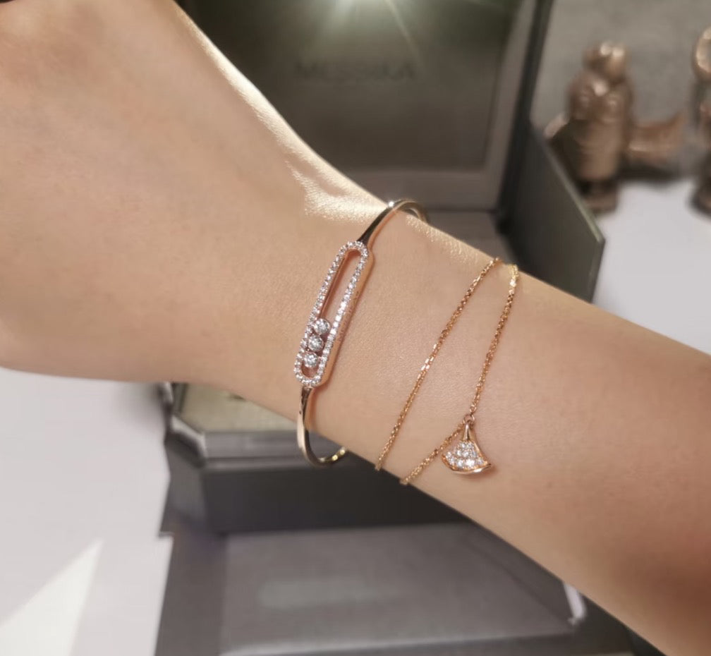 [sparkle Jewelry]Move Pavé Diamond Bangle Bracelet M
