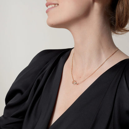 [sparkle Jewelery]LOVE DOUBLE RING HALF DIAMOND NECKLACE