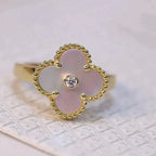 [sparkle Jewelry ]CLOVER PINK MOP RING GOLD DIAMOND