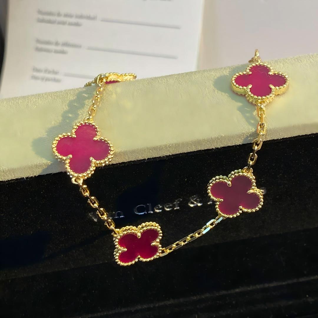 [sparkle Jewelry]sparkle 5 MOTIFS PINK ENAMEL BRACELET