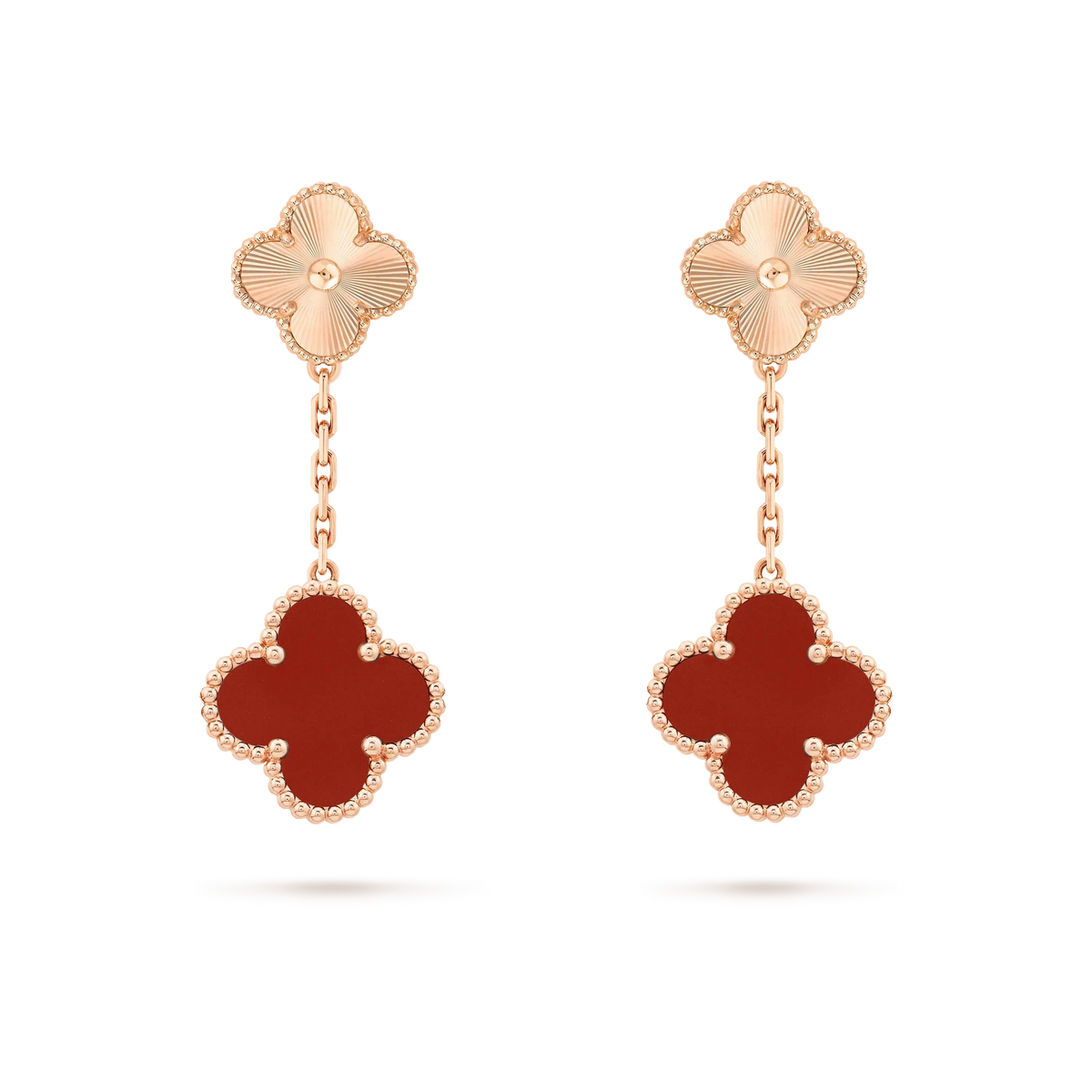 [sparkle Jewelry ]CLOVER 2 MOTIF  LASER CARNELIAN EARRINGS