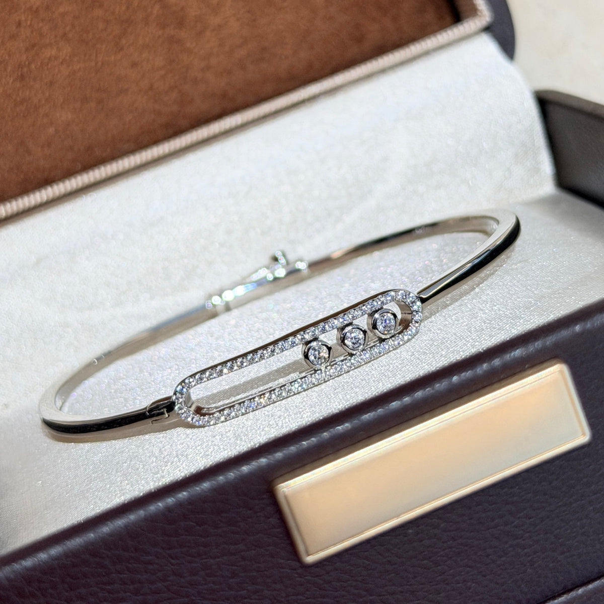 [sparkle Jewelry]Move Pavé Diamond Bangle Bracelet M