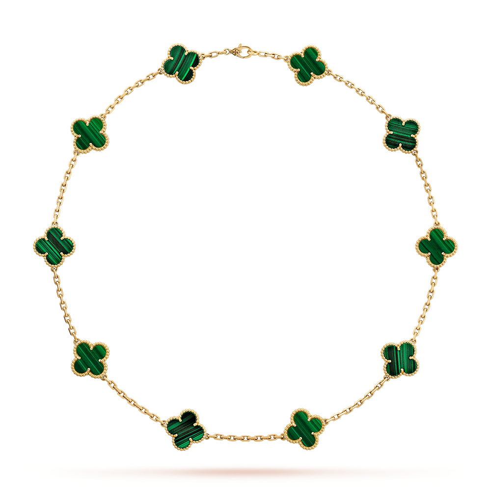 [sparkle Jewelry ]CLOVER 10 MOTIFS MALACHITE NECKLACE