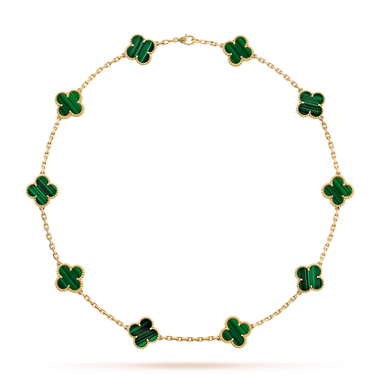 [sparkle Jewelry ]CLOVER 10 MOTIFS MALACHITE NECKLACE