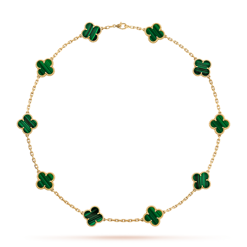 [sparkle Jewelry ]CLOVER 10 MOTIFS MALACHITE NECKLACE