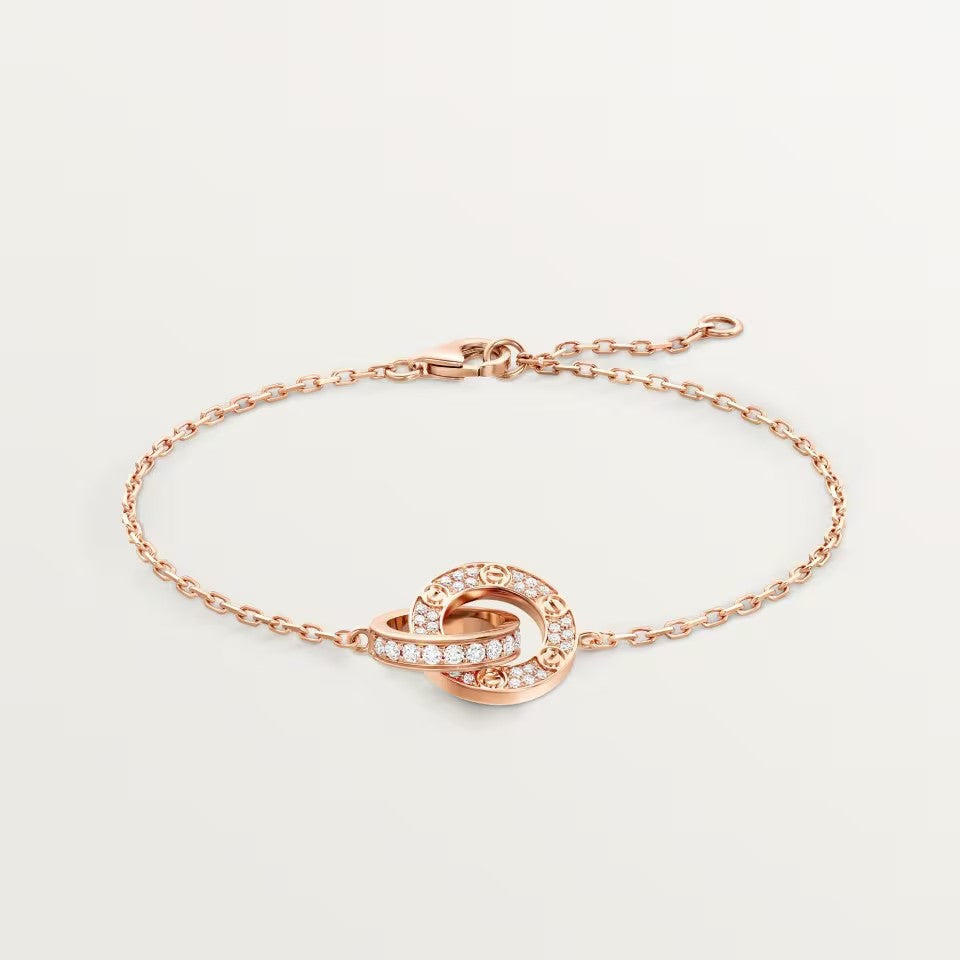 [sparkle Jewelery]LOVE DOUBLE RING FULL DIAMOND BRACELET