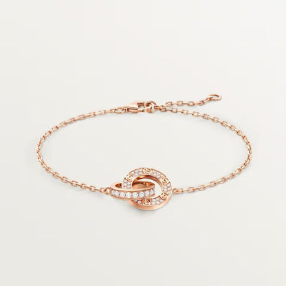 [sparkle Jewelery]LOVE DOUBLE RING FULL DIAMOND BRACELET