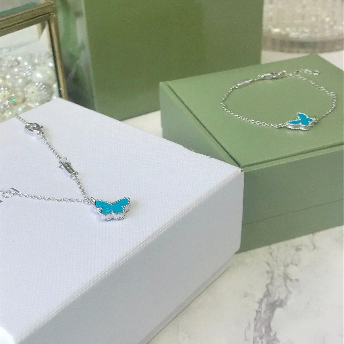 [sparkle Jewelry ]BUTTERFLY TURQUOISE BUTTERFLY BRACELET SILVER
