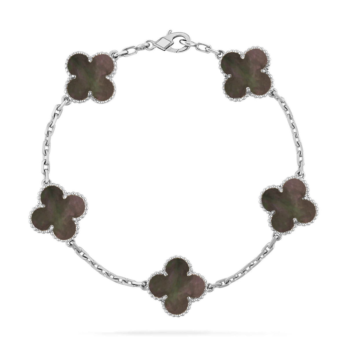 [Sparkle]LUCKY CLOVER 5モチーフ ブレスレット - グレー マザーオブパール コレクション