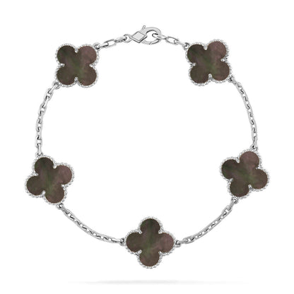 [Sparkle]LUCKY CLOVER 5モチーフ ブレスレット - グレー マザーオブパール コレクション