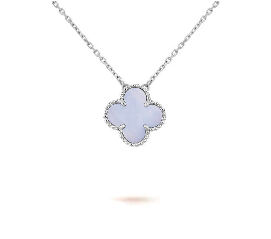 [Sparkle]15MM KLEEBLATT ANHÄNGER HALSKETTE WEISSGOLD KOLLEKTION