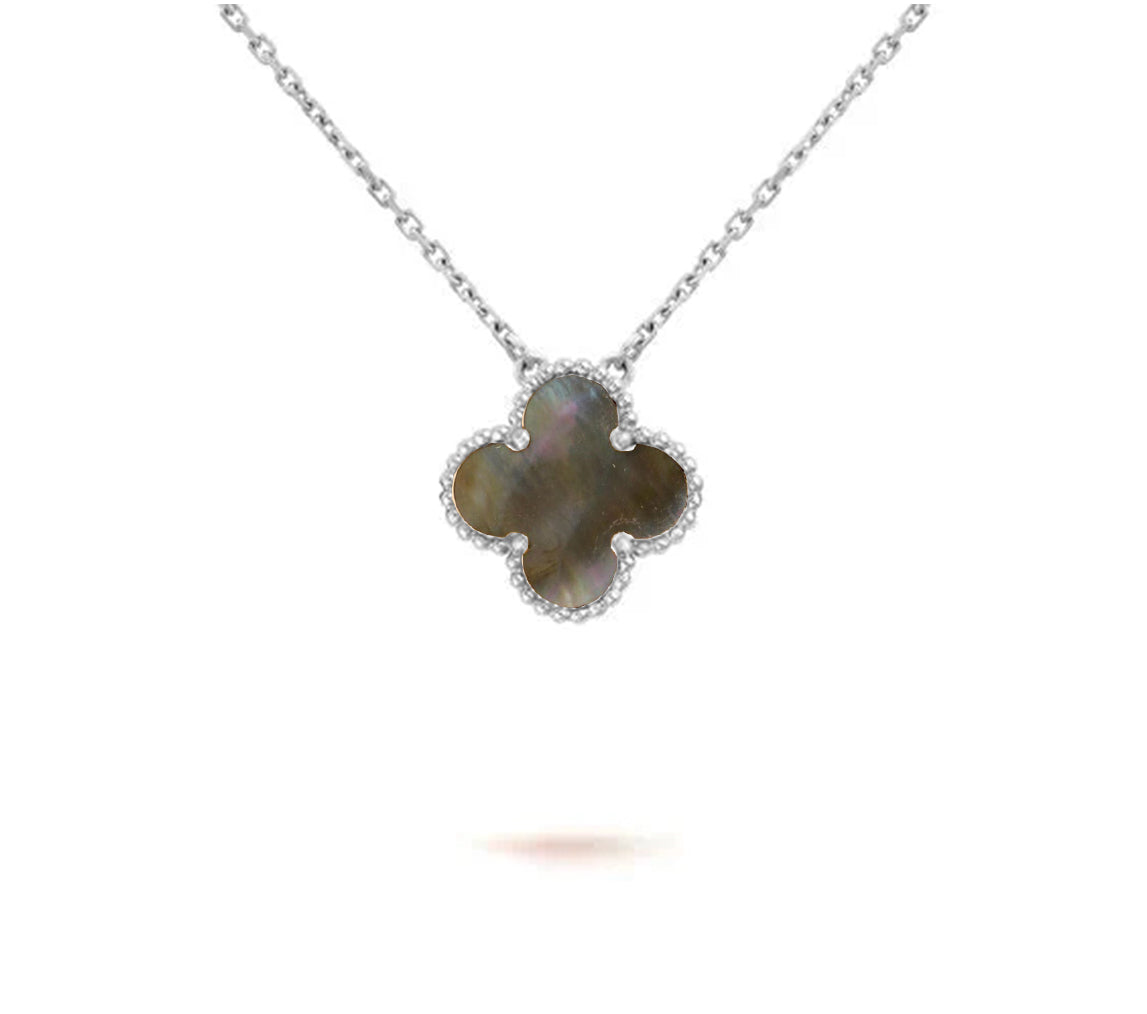 [Sparkle]15MM KLEEBLATT ANHÄNGER HALSKETTE WEISSGOLD KOLLEKTION