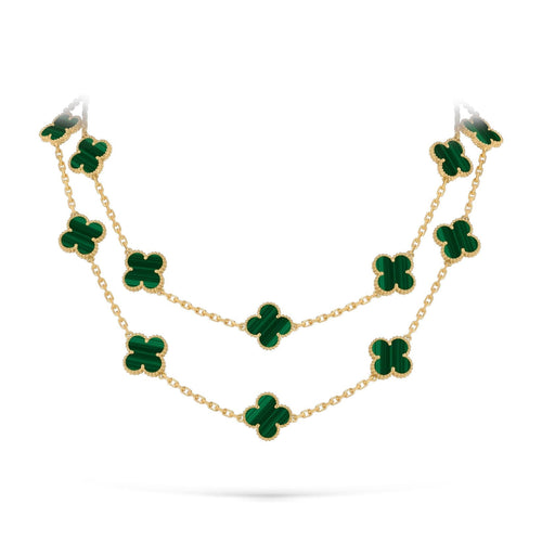 [Sparkle]CLASSIC 20-MOTIF LUCKY CLOVER LONG NECKLACE GOLD COLLECTION
