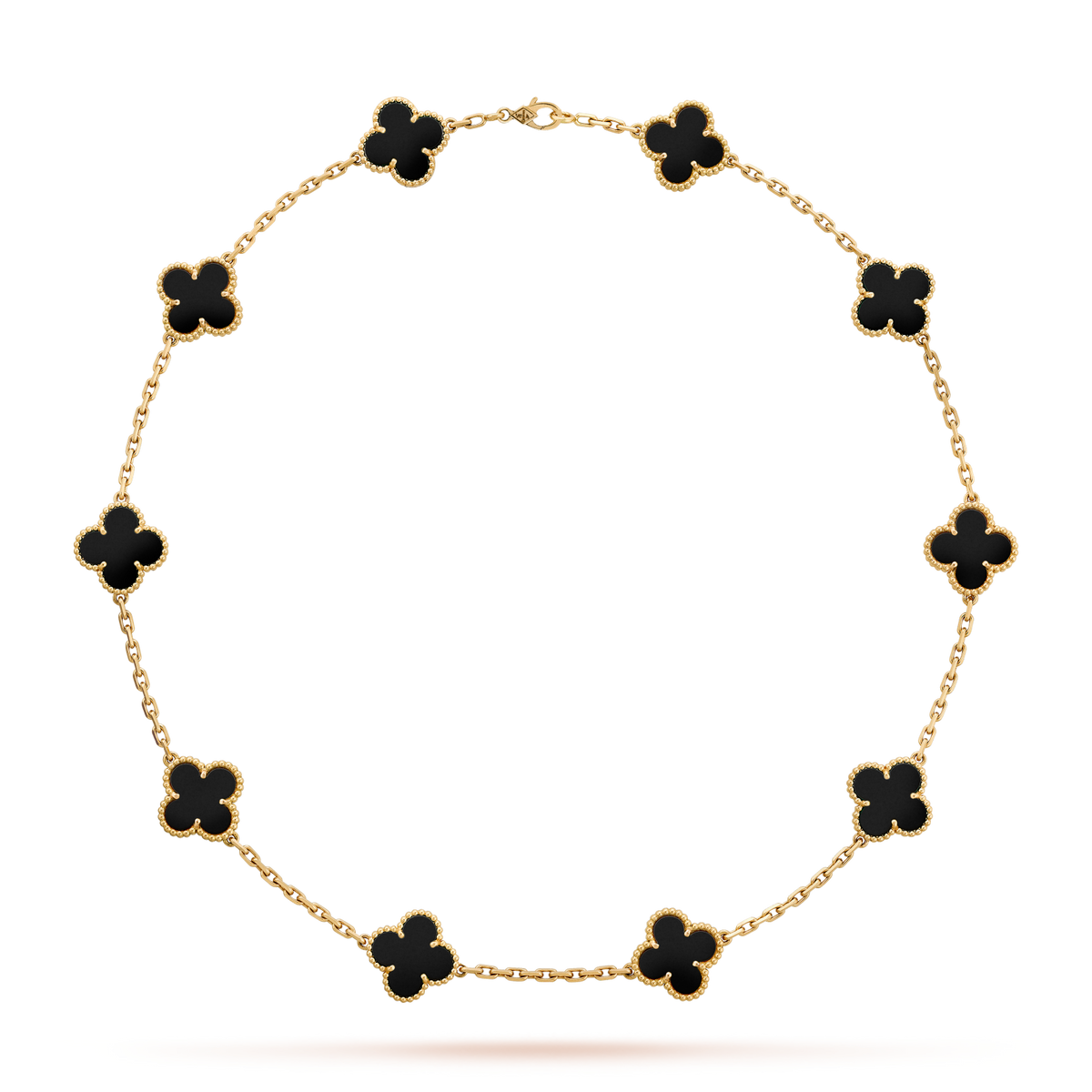 [sparkle Jewelry ]CLOVER 10 MOTIFS ONYX NECKLACE