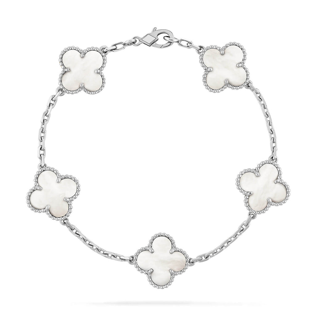 [sparkle Jewelry ]CLOVER WHITE PEARL MOP 5 MOTIF BRACELET COLLECTION