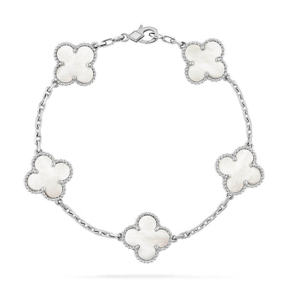 [Sparkle]LUCKY CLOVER 5モチーフ ブレスレット - マザーオブパール コレクション