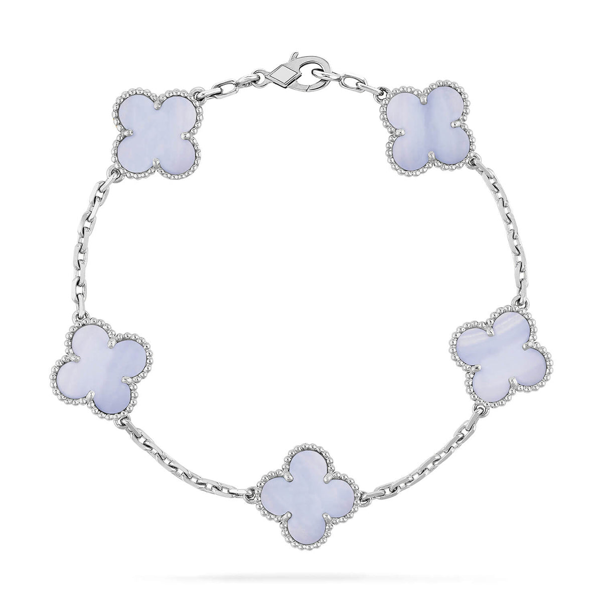 [Sparkle]LUCKY CLOVER 5-MOTIF-ARMBAND - PURPLE CHALCEDONY KOLLEKTION
