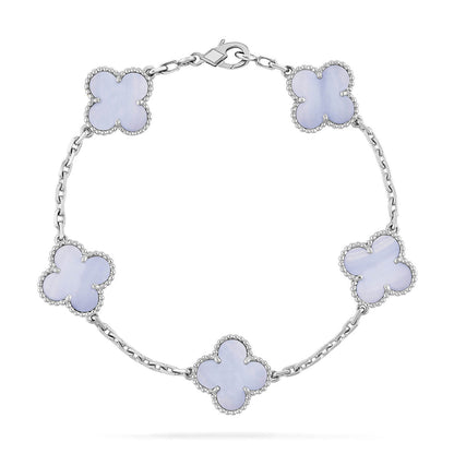 [Sparkle]LUCKY CLOVER 5-MOTIF-ARMBAND - PURPLE CHALCEDONY KOLLEKTION